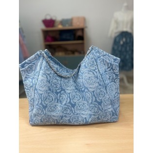 Bolso Estampado Rosas azul