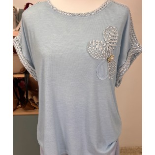 Camiseta Azul Flor